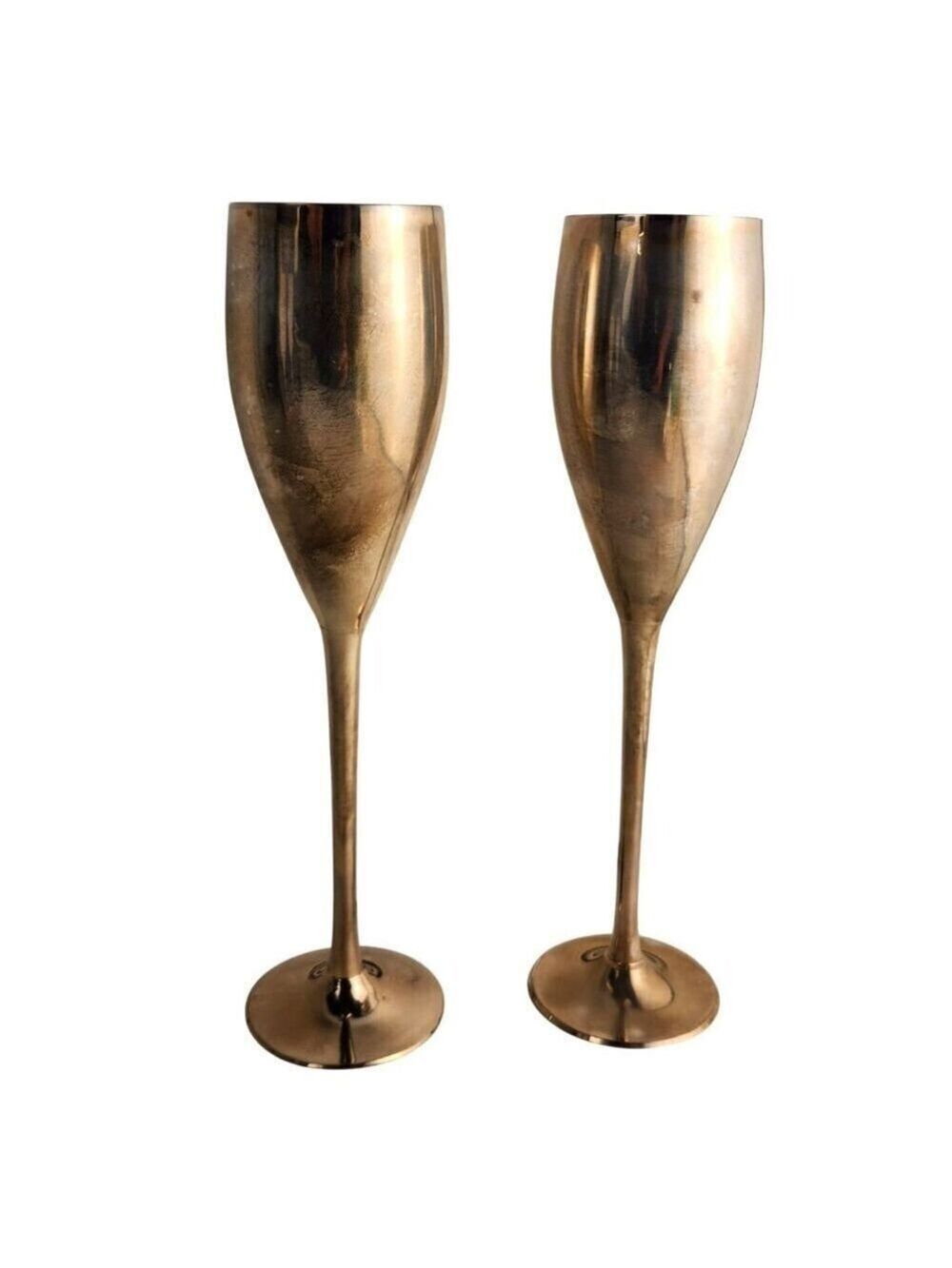 Vintage Silverplated Tulip Champagne Flutes Pair